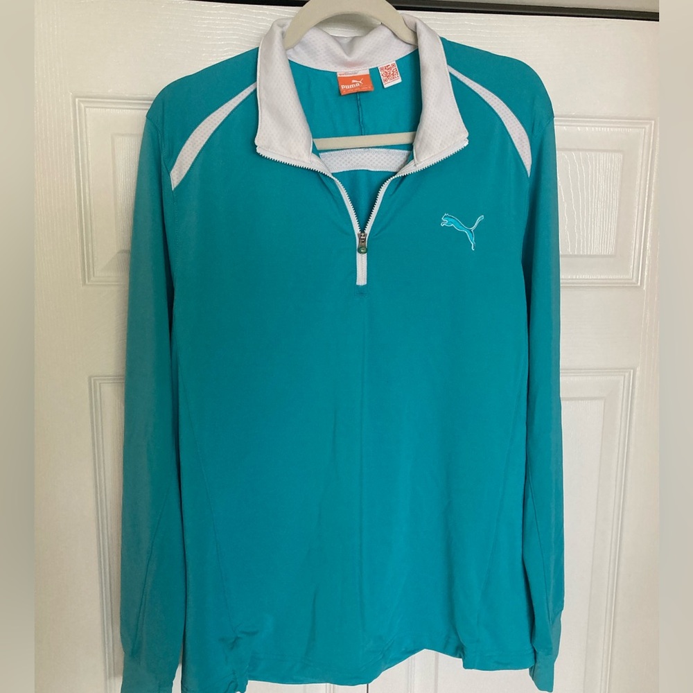 Puma  Blue Long Sleeve 1/4 zip Top
